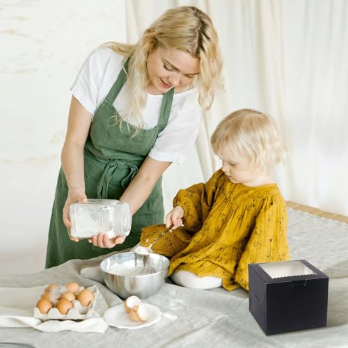20Pcs Mini Cake Boxes with Window, 6x6x5 Inches Black Bakery Boxes - color: Black, size: 6x6x5 Inch