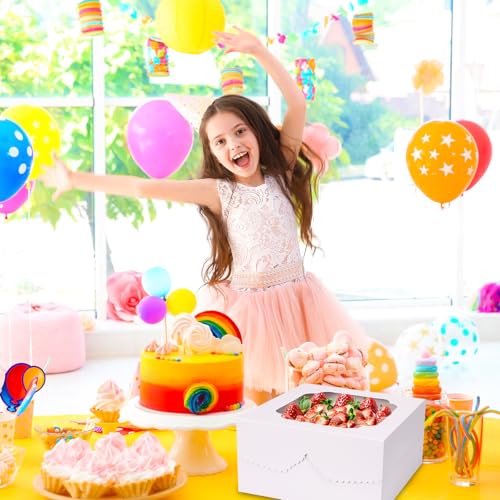 Moretoes 24pcs 12 Inch Cake Boxes, Bakery Containers with Window (12x12x6) - size: 24pcs-12*12*6in
