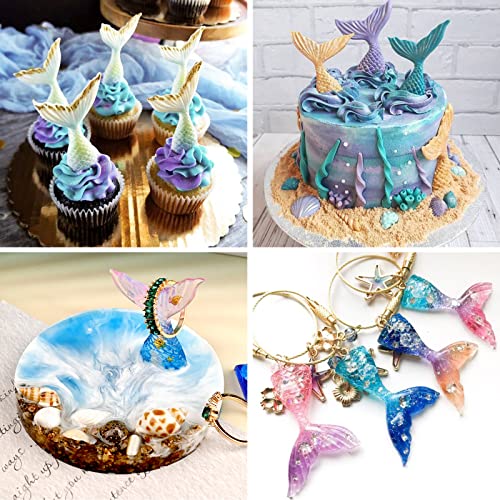 Sakolla 2 Pack Mermaid Tail Molds, Mermaid Molds for Chocolate, Cake Decoration Candy Cupcakes Resin Gummies (Blue) - color: Mermaid Tail 2 Pcs/Blue