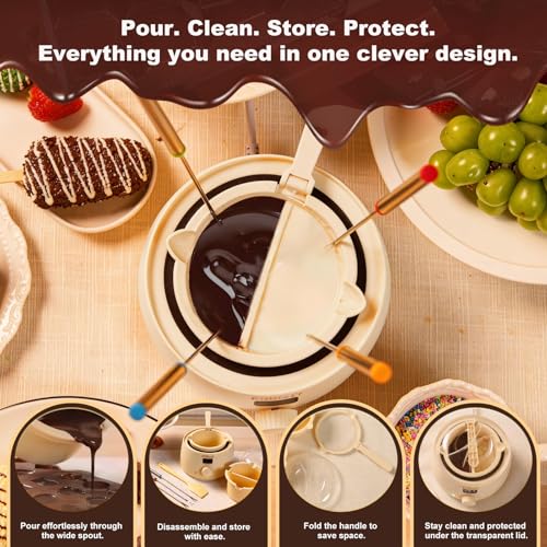 Chocolate Melting Pot, Electric Fondue Pot Set for Candy Melts & Cake Pops - color: Cream