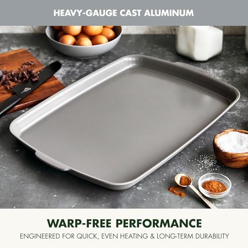 GreenPan Premiere Ovenware Healthy Ceramic Nonstick 18" x 13" Half Rectangular Baking Pan, PFAS-Free, Warp-Free Bakeware, Durable Quick Heating, Oven & Broiler Safe to 600F, Dishwasher Safe, Gray - color: Gray, size: 18" x 13" Half Sheet Pan
