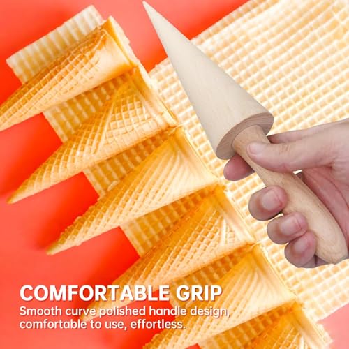 Wood Cone Roller Pizzelle Roller Ice Cream Cone Roller Mold Natural Waffle Cone Roller Wooden Mini Waffle Cones Pastry Decorating Baking Pastry Tool Cone Mold Pizzelle Makers Pastry Roller
