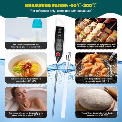 Copkim 6 Set Digital Food Thermometer Long Probe Instant,White - color: White