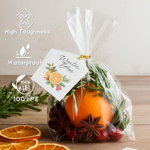WIKDAY Cellophane Treat Bags with Twist Ties 8x11 Inches 200 PCS Gift Bags - size: 1 Count (Pack of 200)