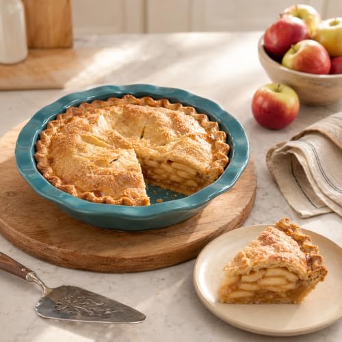 King Arthur Baking Company Ceramic Pie Pan, Decorative Fluted Rim, Distributes Heat Evenly, 8-Inch Round, For Oven-To-Table Serving - style: Pie, 8-Inch