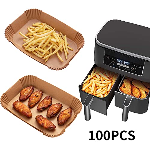 Ecfvtp Air Fryer Disposable Paper Liner, 100PCS Food Grade Parchment Liners for Ninja DZ201, Air Fryer Accessories Baking Paper (9 * 6,Thicken Natural) - color: 100PCS for Ninja DZ201