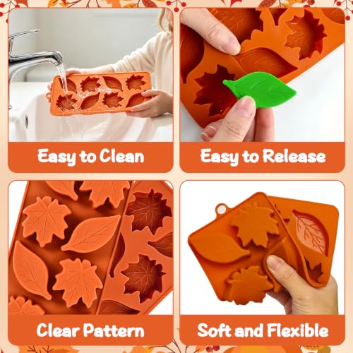 2pcs Maple Leaf Molds Autumn Chocolate Mold Fall Leaves Candy Silicone Mold - color: Maple leaf