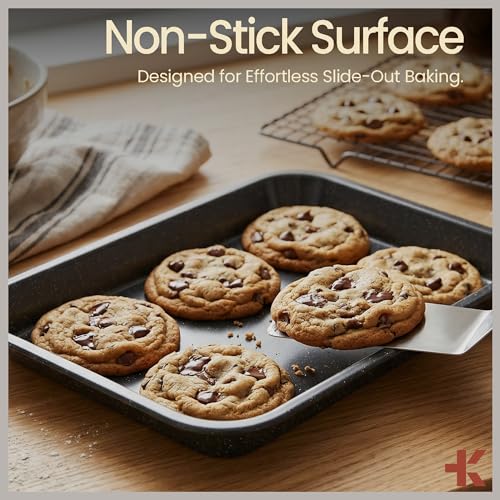 Bakken 4-Piece Bakeware Sets, Nonstick Carbon Steel Baking Sheet, Stackable Space-Saving Bakeware, Dishwasher Safe, Stain-resistant, PFOA, PFOS, & PTFE Free, Oven Safe Up To 450°F, Gray Marble - color: Gray Marble