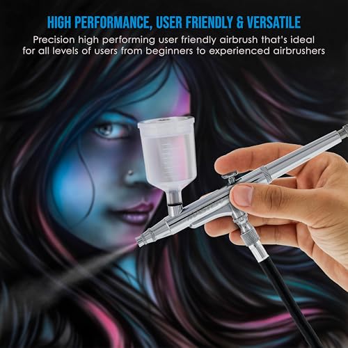 Master Airbrush G244 Dual-Action Gravity Feed Airbrush Set. 3 Nozzle Sets