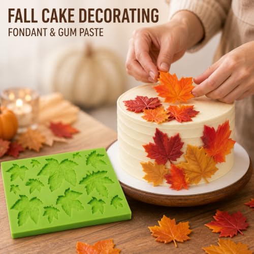 13-Cavity Fall Leaves Silicone Mold for Fondant, Color Varies - style: fall leaves molds