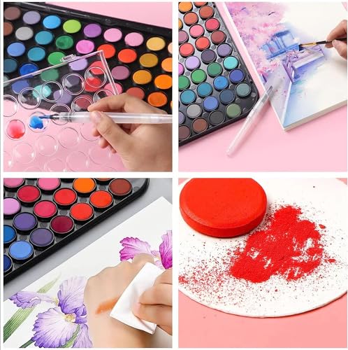 GETHPEN 48 Colors Watercolor Paint Set with 4 Brushes Pen, Travel Design - color: Black