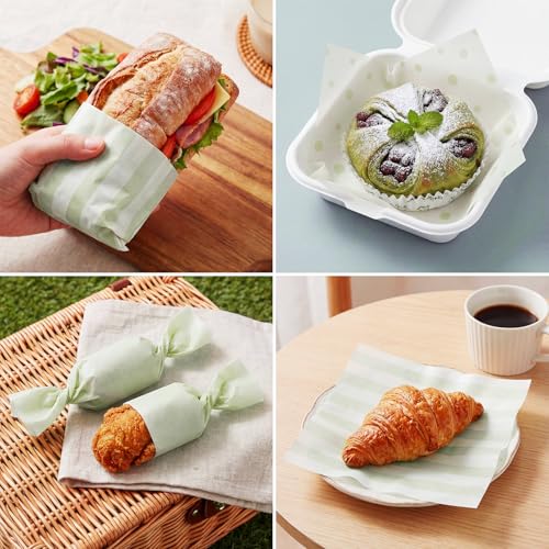 Honeydak 200pcs Sage Green Wax Paper Sheets 7 x 7 Inch Parchment Paper - color: Sage Green, style: Cute