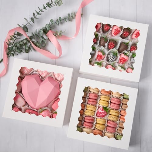 Ocmoiy Pie Boxes with Window, 10x10x2.5 Inches, 20 Pack - size: 10 x 10 x 2.5 inch