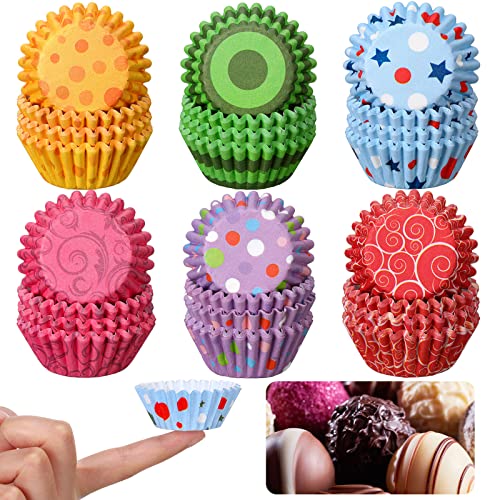 Funtery 600 Pack Mini Rainbow Cupcake Paper Liners, Muffin Liners, Dot