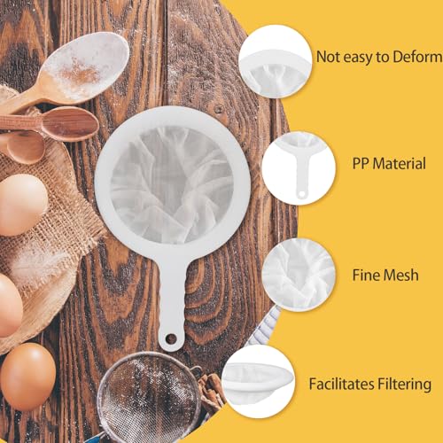 Uenhoy 2 Pcs Nylon Mesh Strainers 300 400 Kitchen Sieve With Handle White - size: 300 Mesh & 400 Mesh