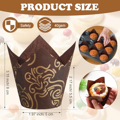 Tulip Cupcake Liners Muffin Cups, Brown - color: Brown