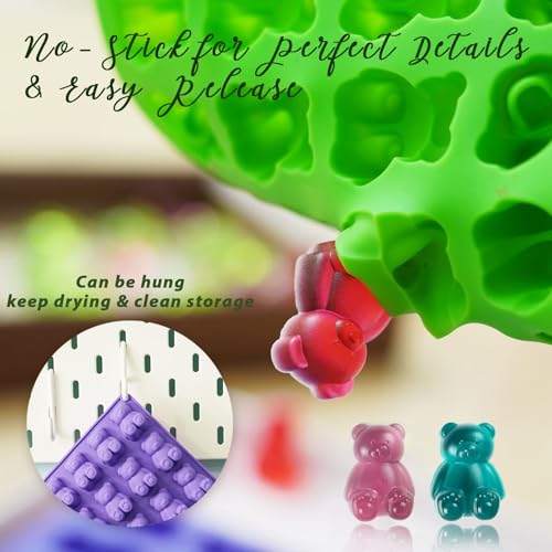 LUSHYUM 4PCS Large 5 ML Gummy Bear Moulds, 140 Total Cavities
