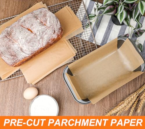 Webake 200Pcs Unbleached Parchment Paper Loaf Pan Liners for Baking Bread 9x5, 1lb 1.5lb 2lb, Original Precut, Non Toxic Baking Paper - color: Brown 9 x 5