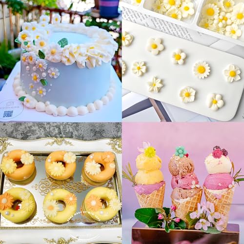 6Pcs Flower Molds Silicone Chocolate Mold Daisy Flower Fondant Cake Mold Rose Candy Moluld Polymer Clay Resin Mold Soap Ice Cube Jello Molds for Baking Cake Cupcake Decorating Wax Making - color: Peony Mold