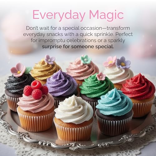 Cake Craft Edible Glitter Dust 4-Pack | 100% Edible Food-Safe Glitter for Cakes, Cupcakes, Cocktails & Desserts | Gold, Silver, Rose Gold, White - color: Gold, Silver, Rose Gold, White, size: Pack of 4