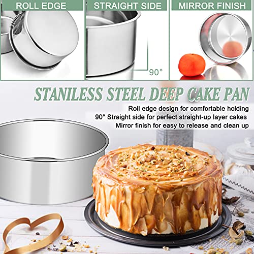 E-far 9½ x 3 Inch Cake Pan Set of 2, Stainless Steel Deep Cake Pans - size: 9.5 x 3 inches