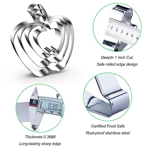 Apple Cookie Cutter Set Large Small Mini - 5 inch, 4 inch, 3 inch, 2 inch - 4 Piece Fruit Cookie Cutters Shapes Fondant Biscuit Clay Mold- Stainless Steel - color: Apple