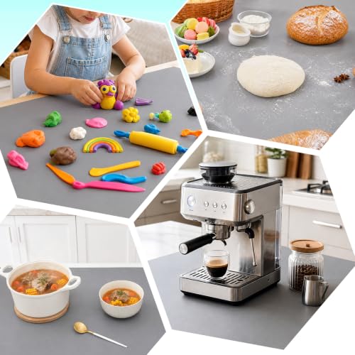 VOKOY Large Silicone Mat for Crafts,48"x24" Grey Table Mat Counter Mats - color: Gray, size: 48"L x 24"W