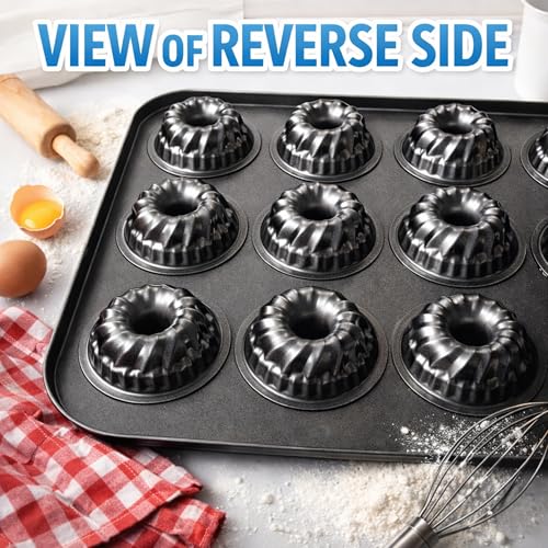 Fluted Tube Cake Pan, 2-Pack Nonstick Carbon Steel Baking Pan, 13.8 x 10.4 Inch Bakeware for Cakes, Brownies, Cornbread, Donuts and Mini Desserts