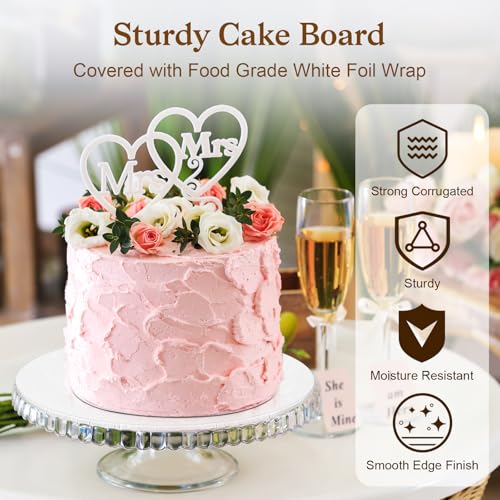 12 PCS Cake Boards 14 Inch Round, 14 Inch Cake Drums, 1/4" Thick Cake Drum, Cake Board Food Grade Cake Base, White Cake Cardboard Circles Bases para Pasteles for Wedding & Party & Pizza Desserts - size: 14 Inch