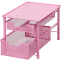 Simple Houseware Stackable 2 Tier Sliding Basket Organizer Drawer, Pink - color: Pink, size: 2-Tier