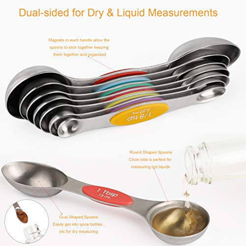 Magnetic Measuring Spoons Set Stainless Steel Dual Sided Measuring Spoons - color: Color