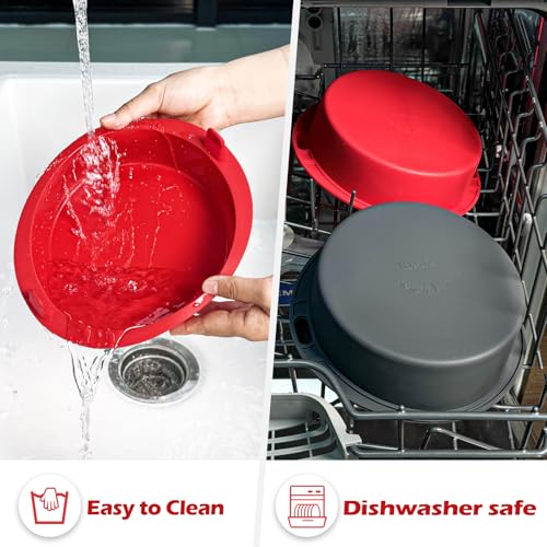 Webake 7 Inch Air Fryer Round Cake Pans for Baking, Nonstick Silicone Air Fryer Baking Pan Wih Handle, BPA Free Set of 2 - size: 7 Inch