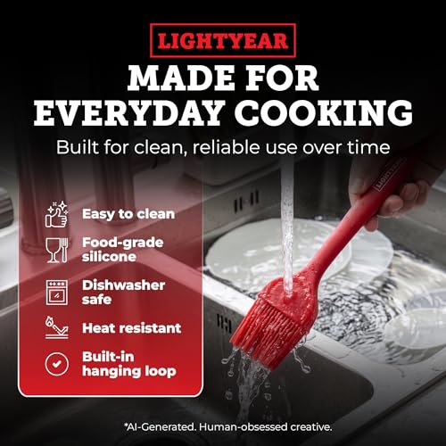 Lightyear Silicone Basting Brush for Cooking – Pastry Brush Set - color: Red