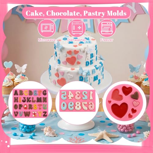 Pimoys 5 Pcs Silicone Letter & Number Molds for Candy Cake Wax - style: Letter&Number