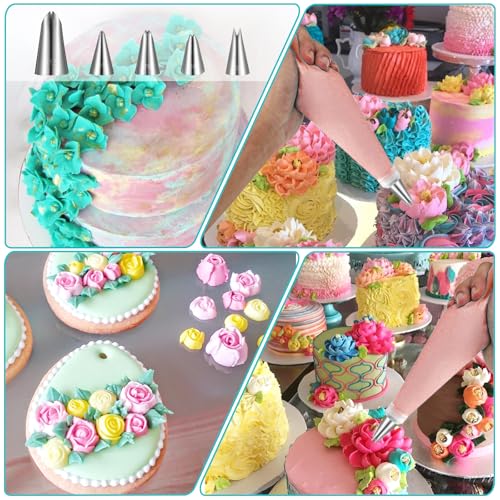 5pcs Leaf Piping Tips, Leaf Shape Piping Tip for Cupcakes, Stainless Steel Ruffle Tips, Cake Supplies for Baking And Decorating, Flower Nails Cake Cookies Frosting Decorating Tools