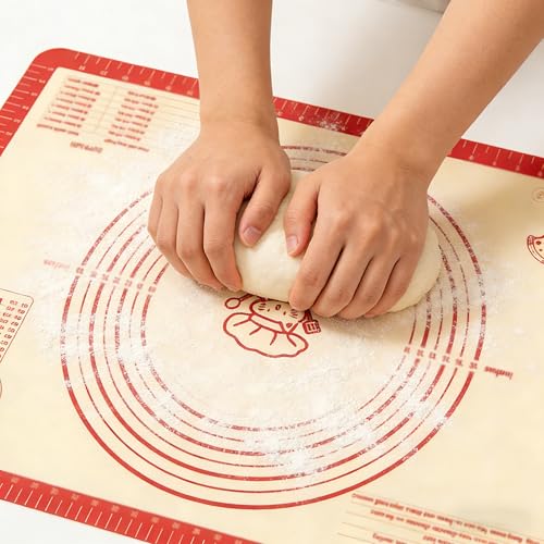 28" x 20" Silicone Baking Mat with Measurements, Red