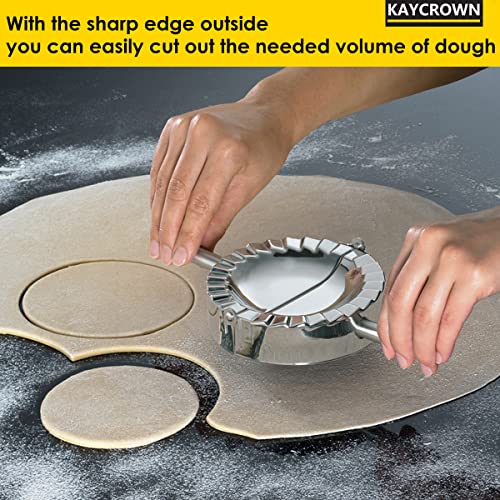 KAYCROWN 6 Inch Empanada Press, Stainless Steel Dumpling Maker Dough Cutter Dumpling Mold for Empanada, Dumpling, Ravioli, Pierogi, Turnovers, Calzone (XL: 6 inch) - size: X-Large 6 inches