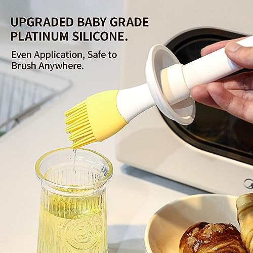 Oil Dispenser with Brush - Glass Olive Oil Dispenser for Kitchen, 3 IN 1 Oil Dispenser Bottle with Silicone Basting Brush for Cooking Vinegar Sauce BBQ Grill Frying (White) - color: White, style: 1 Pack