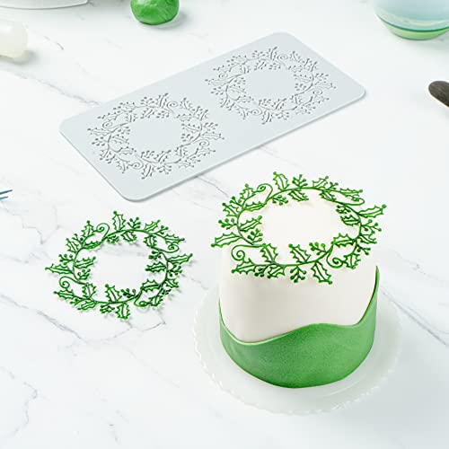 Restaurantware Pastry Tek Fondant Impression Mat 1 Reusable Fondant Embosser - Autumn Leaf Halo Pliable Gray Silicone Cake Impression Mat Dishwashable For Cake Decoration - style: Autumn Leaf Halo