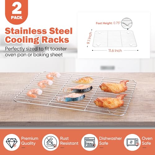 Homikit 2 Pack Cooling Racks, 12’’ x 9’’ Stainless Steel Baking Rack - size: 11.6*9.1 Inch