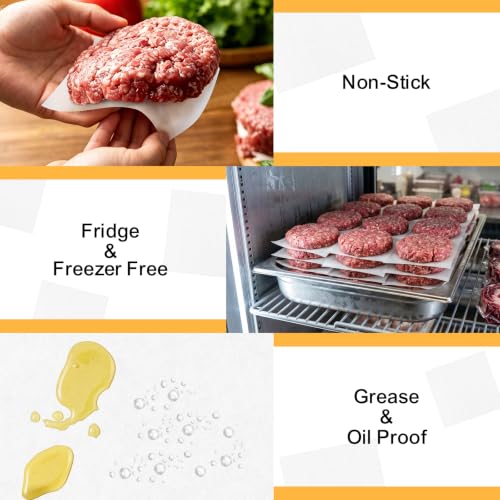 EcoDispose 300 Sheets Non-Stick Hamburger Patty Paper, 5" x 4.75", White - color: White, size: 5"×4.75" Square