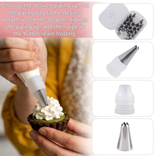 25pcs Piping Tips, Include 2pcs Adapters & Piping Tip Organizers Box Reusable Cake Decorating Kit 27 Grids Baking Organizer Compartment for Cream Cupcake Cookie DIY