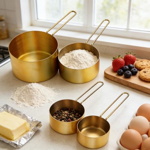 Gold Magnetic Measuring Cups and Spoons Set with Leveler