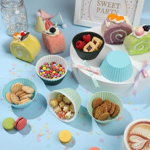 Silicone Cupcake Liners 12 Pack Reusable Non Stick Baking Party ﻿
