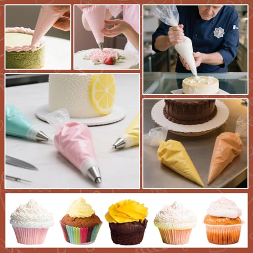 200PCS 12 Inch Disposable Piping Bags, Icing Piping Bags for Frosting, Thickened Non-Slip and Anti-Burst Pastry Bags for all Size Tips Couplers and Baking Cookies Candy Supplies Kits - size: 12 inch