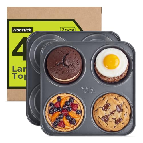 Bake Choice Muffin Top Pan, 4-Cup Hamburger Bun Pan, 4' Baking Pan 2 Pack