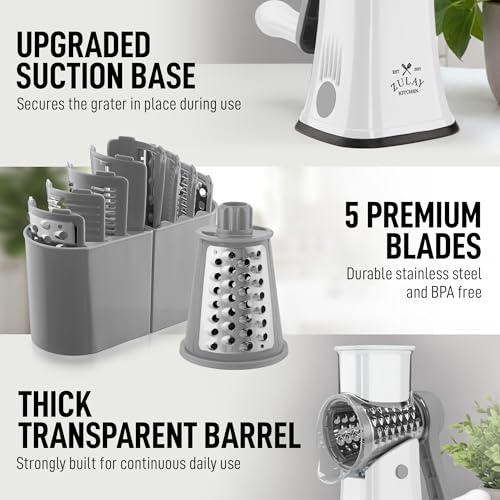 Rotary Cheese Grater Hand Crank, Vegetable Shredder - White & Gray - color: 04 - Gray and White