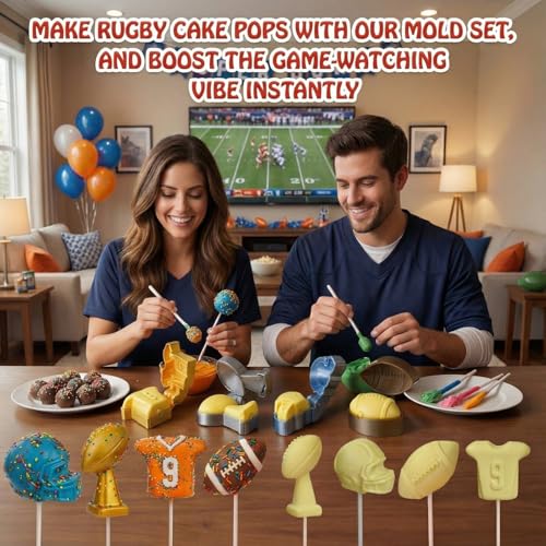 4 Pcs Football Cake Pop Mold with 200 Sticks Football - style: Football