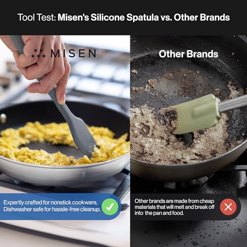 Misen Nonstick-Safe Silicone Spatula - Dishwasher Safe, Heat Resistant - Versatile Professional-Grade Kitchen Tool for Pancakes, Eggs, and Baking - Strong, Flexible, Durable Rubber Utensil - Gray - color: Gray