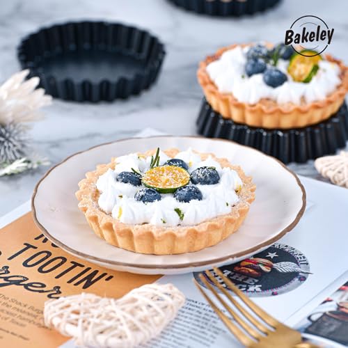 Mini Tart Pan Set, 4-Inch 4pcs with Removable Loose Bottom Non-Stick Round Quiche Bakeware for Oven and Instant Pot Baking (Black) - size: 4" Round Mini 4Pcs (Black)